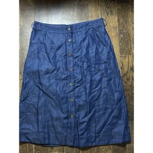 Ann Taylor womens Linen Blend Midi Skirt Size 10P Button Light weight